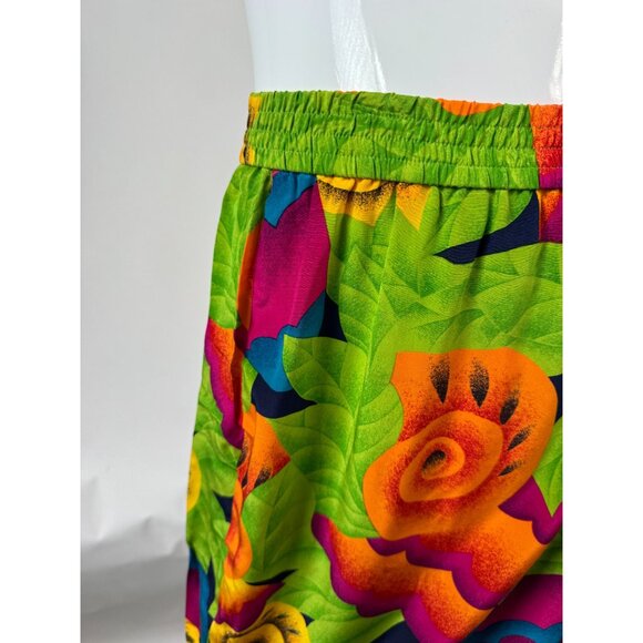 Evan-Picone Petites Size 2 & 4 Vintage 90s Acid Green Silk Floral Two-Piece Skir - Picture 14 of 16
